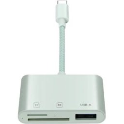 INF Lecteur de cartes Type-C 3-en-1 - Lecture rapide SD/TF/USB, Plug and Play, compatible avec iPad Pro, iPad Air, iPad Mini et Vert