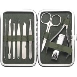 INF Kit de Manucure 9 Pièces Rouge Carmin - Ensemble de Soin des Ongles en Acier Inoxydable