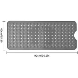 INF Tapis de Bain Antidérapant avec Ventouses en Silicone - 90x40cm - Sécurité Améliorée dans la Salle de Bain Gris