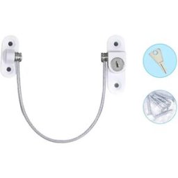 INF Verrou adhésif à clé pour fenêtre - Câble de sécurité en acier ABS pour réfrigérateur, armoire et tiroir Blanc