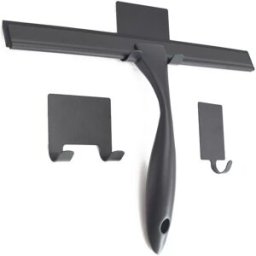 INF Raclette de fenêtre noire en acier inoxydable avec crochets - Idéale pour salle de bain, balcon et vitres de voiture 12 Inch