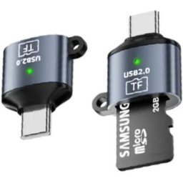 INF Adaptateur Type-C vers MicroSD (lot de 2) - Lecteur TF USB-C OTG, USB2.0 480mbps, Alliage d'aluminium + PVC, Compact Gris foncé