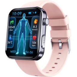INF Montre connectée : mesure la fréquence cardiaque, la pression artérielle, l'oxygène dans le sang et le nombre de pas Bracelet noir et rose