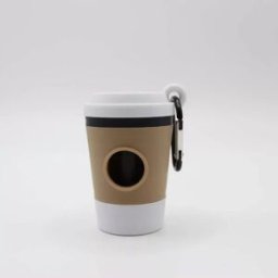 INF Distributeur de Sacs à Déjections Canines en Forme de Tasse à Café avec Couvercle - Inclut un Rouleau de Sacs Blanc
