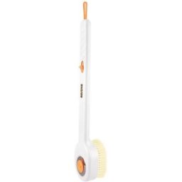 INF Brosse de bain à long manche avec distributeur de savon liquide - Soies douces pour exfolier et frotter facilement le dos Blanc