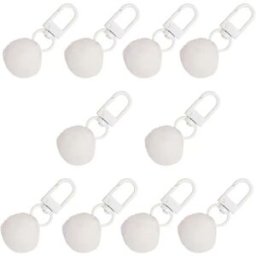 INF Lot de 10 Porte-clés Pompon Mignon - Accessoire de Sac, Cadeau Idéal Blanc