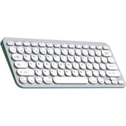 INF Clavier sans fil double mode - 78 touches à ciseaux, rechargeable, Bluetooth basse consommation, appairage multi-appareils Argent + Blanc