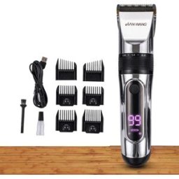 INF Tondeuse cheveux étanche - Argent rechargeable filaire/sans fil avec écran tactile LCD, réglage 0.8-2.0mm 5 positions, deux