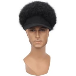 INF Perruque Casquette de Baseball Afro Noire pour Homme - Style Européen et Américain