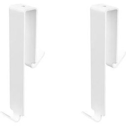INF Lot de 2 Crochets Double Face Sans Cadre - Aluminium Spatial - Pour Porte de Douche et Salle de Bain Blanc