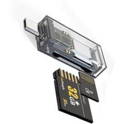 INF Lecteur de carte Type-C vers double carte SD/TF, Transfert rapide, Noir transparent, Compact et pratique