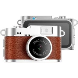 INF Mini caméra rétro avec lampe de poche : Vidéo HD 1080P, porte-clés portable Marron