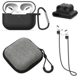 INF Coque de Protection en Silicone Compatible avec Airpods Pro - Ensemble de 5 Pièces Anti-Choc, Anti-Rayures et Anti-Traces Le noir