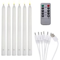 INF Ensemble de 6 bougies LED piliers minces rechargeables avec télécommande