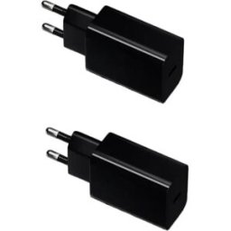 INF Chargeur mural USB-C 5V2A (EU) 2 pièces - Adaptateur Type-C compact 10W à connecteur réversible, efficacité VI, boîtier VO Le noir