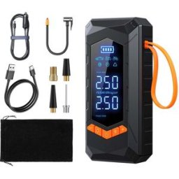 INF Gonfleur de Pneu Numérique - Pompe à Air Portable Universelle avec Écran LCD - Noir