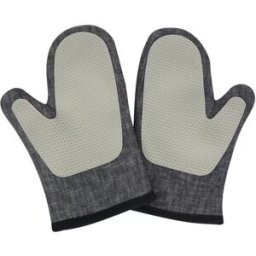 INF Gants en Silicone avec Tissu Joint de Bambou : Gants Anti-Brûlure Résistants à la Chaleur pour Four à Micro-Ondes (1 Paire) Le noir