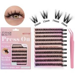 INF Kit de cils auto-adhésifs 120 pièces - Cils en bouquet noirs pré-collés, volume naturel, embouts effilés doux