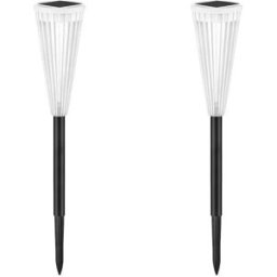 INF Lot de 2 Lampes Solaires de Jardin Ajourées : Éclairage Bicolore, Décoration Extérieure, Noir