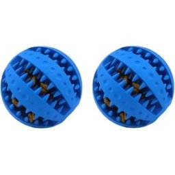 INF Jouet à mâcher pour animaux 2 pièces - Balle en caoutchouc 7cm à distribution de friandises, jouet dentaire Bleu