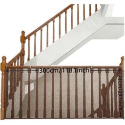 INF Filet de sécurité épaissi pour escaliers et balcons - Filet PE haute densité anti-chute 300cm x 74cm avec fixation par café