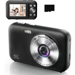 INF Appareil photo numérique 1080P 44MP avec zoom 16x, écran 2,4 pouces, carte 32 Go Le noir