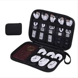 INF Sac de rangement numérique portable - Organisateur universel d'accessoires pour câbles, clés USB, chargeurs et documents Le noir