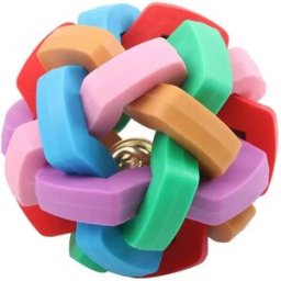 INF Grand jouet de dentition pour animaux de compagnie en TPR 8,5 cm avec clochette - Balle à mâcher interactive