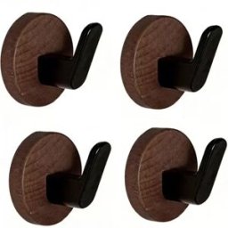 INF Crochets auto-adhésifs pour porte 4 pièces, finition noyer ABS, sans perçage, maintien 5-10kg