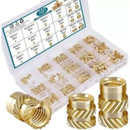 INF Kit d'inserts thermodurcissables 350 pièces - Assortiment d'écrous moletés filetés en laiton pour moulage par injection