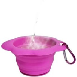 INF Bol d'eau pliable en silicone pour chien avec ventouse et sangle de suspension – bol de voyage portable pliable Rose