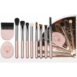 INF Ensemble de Pinceaux de Maquillage Portables - Kit de Voyage Pliant 10 Pièces avec Poils Synthétiques Doux