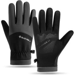 INF Gants d'hiver tactiles coupe-vent doublés en polaire pour sports de plein air Le noir