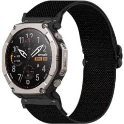 INF Bracelet de montre de remplacement en nylon compatible avec Amazfit T-Rex Ultra 2 26mm - Fermoir papillon élastique, 25cm x Le noir