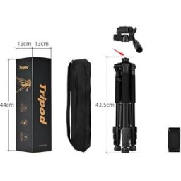 INF Trépied de téléphone en alliage d'aluminium noir 1,5 m avec pince E - Support de caméra portable pour le streaming en