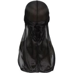 INF Bandana de tête respirant en polyester pour hommes - Casquette élastique à longue queue pour la protection solaire Le noir