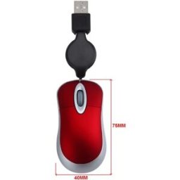 INF Mini Souris Rétractable - Conception Compacte pour une Portabilité Facile Rouge