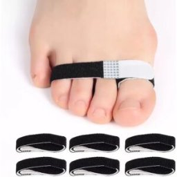 INF Lot de 6 sangles élastiques pour orteils - Correcteur d'hallux et séparateur d'orteils en tissu OK noir et latex,