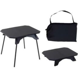 INF Table Pliante Portable Extérieure Haute-Basse avec Pieds en Aluminium et Plateau en ABS Le noir