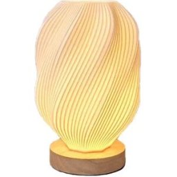 INF Lampe de table USB à intensité variable, imprimée en 3D avec base en bois - Veilleuse de chevet moderne