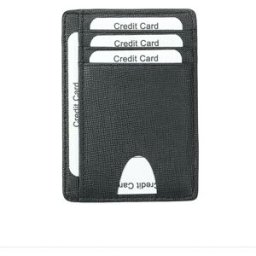 INF Porte-cartes avec protection RFID en cuir véritable Le noir