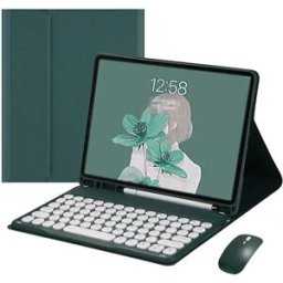 INF Étui Clavier Bluetooth Vert Foncé + Souris Bluetooth Compatible avec Samsung Galaxy Tab S7 FE 12.4 pouces T730/T735