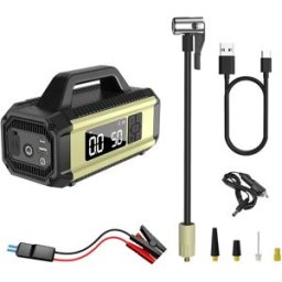 INF Gonfleur de Pneus Portable avec Écran Numérique et Pression Préréglée - Pompe à Air Multi-Mode blanc cassé