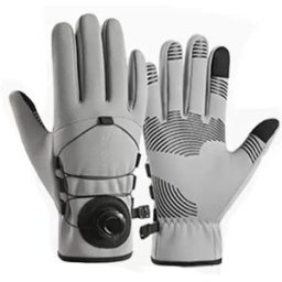 INF Gants de sport d'hiver pour cyclisme en extérieur - Imperméables, doublés en polaire, compatibles avec les écrans tactiles Gris