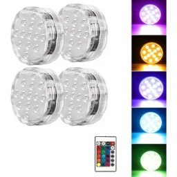 INF Spots à Bouton 7cm 10 LED avec Télécommande - Lot de 4 avec Contrôle Unique