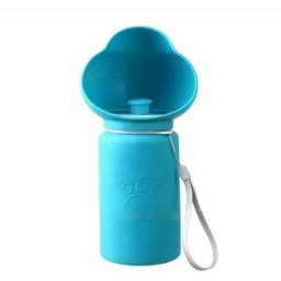 INF Bouteille d'eau portable pliable pour animaux - Distributeur d'eau de voyage en silicone pour chiens Bleu
