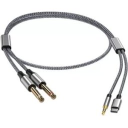 INF Câble audio 3-en-1 vers double prise jack 6,35 mm - Alliage tressé, convertisseur Hi-Fi avec DAC intégré pour appareils 2,3 m