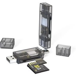 INF Lecteur de carte Type-C + USB double carte SD/TF, transfert rapide, noir transparent