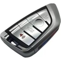 INF Coque de remplacement pour clé de voiture 4 boutons compatible avec BMW - Boîtier ABS argenté