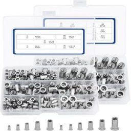 INF Kit d'écrous à river moletés en acier inoxydable 136 pièces - Assortiment polyvalent d'inserts filetés